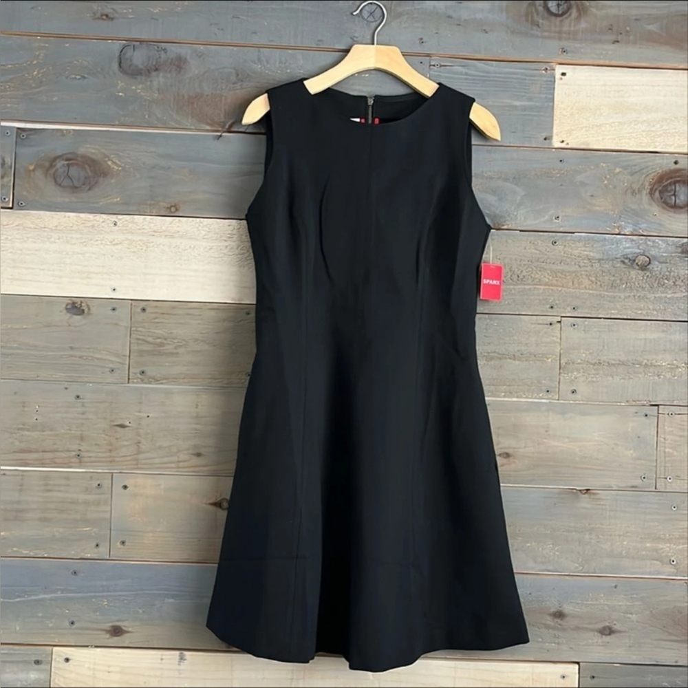 NWT Spanx 20381R The Perfect Fit & Flare Sz L Black Ponte Sleeveless Dress